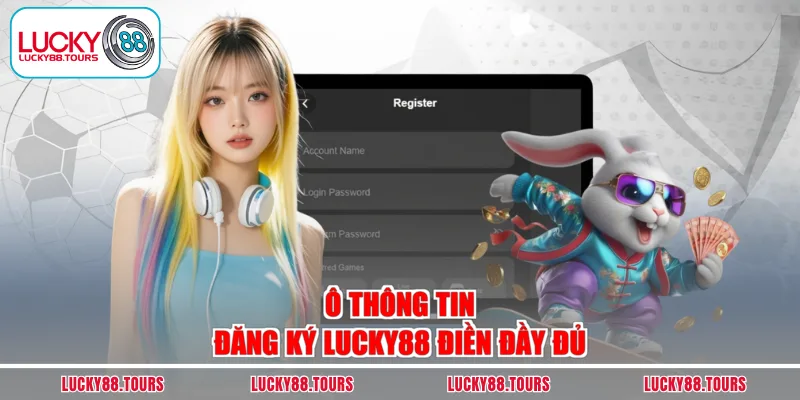 Ô thông tin đăng ký LUCKY88 điền đầy đủ